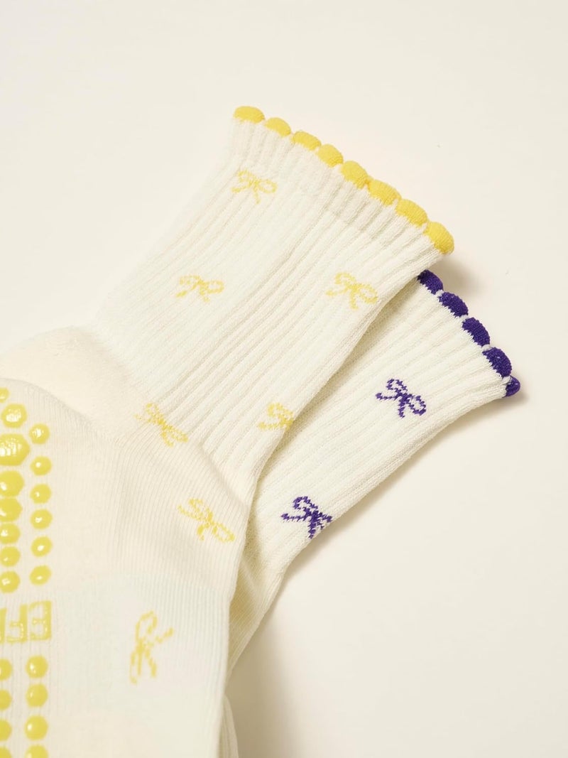 Shapes Studio Crew Half Calf Grip Socks, Cutest Fruits Pilates Socks, Ruffle socks, Non-Slip, Barre Yoga Fitness - Image 5